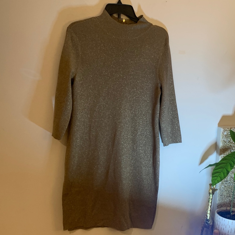 Elegant Gold Long Sleeve Dress - Preloved